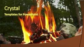  Presentation with camping - Colorful PPT theme enhanced with camping-fire-and-kettle backdrop and a tawny brown colored foreground