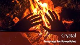  Presentation with camping - Theme enhanced with camping fire on night background and a tawny brown colored foreground