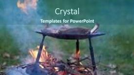  Presentation with camping - Presentation design enhanced with camping-food-barbeque-outdoor background and a ocean colored foreground