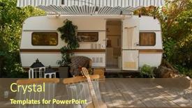  Presentation with nobody - Beautiful slide deck featuring camping-in-a-trailer-rv backdrop and a tawny brown colored foreground
