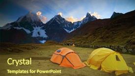  Presentation with main air routes in south america - Slides enhanced with camping in cordiliera huayhuash peru background and a tawny brown colored foreground