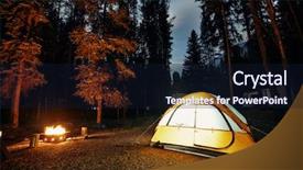  Presentation with bonfire - Theme consisting of camping in forest with tent background and a wine colored foreground