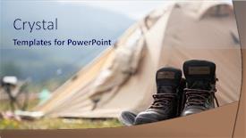  Presentation with trekking - Colorful PPT layouts enhanced with camping-in-mountains-background-focus backdrop and a sky blue colored foreground
