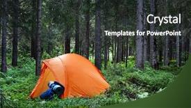  Presentation with camping - Audience pleasing PPT theme consisting of camping in the forest backdrop and a dark gray colored foreground