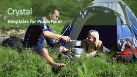 Presentation with rv camping - Slide deck featuring camping in the great outdoor background and a  colored foreground