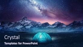  Presentation with tent - Slide deck having milky way photo composite background and a navy blue colored foreground