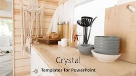  Presentation with camping - Cool new PPT theme with camping-in-trailer-rv-kitchen backdrop and a lemonade colored foreground