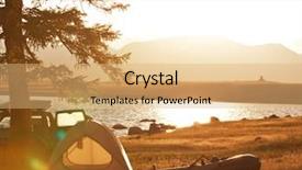  Presentation with camping - PPT theme with camping lake - fishing camp background and a yellow colored foreground