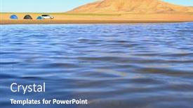  Presentation with mongol - Slide set consisting of camping-on-the-large-lake background and a ocean colored foreground