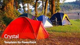  Presentation with camping - Audience pleasing presentation theme consisting of camping place backdrop and a  colored foreground
