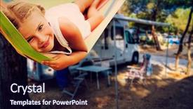  Presentation with camping - Cool new presentation design with camping rv travel with camper backdrop and a wine colored foreground