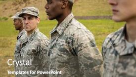  Presentation with boot camp - Audience pleasing slide set consisting of camping safety - group of military soldiers standing backdrop and a gray colored foreground