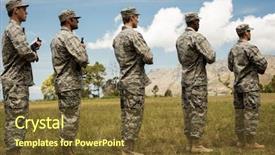  Presentation with rifles - Cool new theme with camping safety - group of military soldiers standing backdrop and a  colored foreground