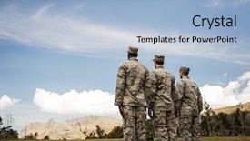  Presentation with boot camp - Slide set consisting of camping safety - group of military soldiers standing background and a light blue colored foreground