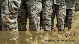  Presentation with soldiers - PPT layouts with camping safety - low-section of military soldiers standing background and a coral colored foreground
