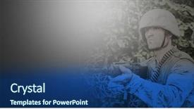  Presentation with training camp - Slide set with camping safety - military soldiers aiming with guns background and a ocean colored foreground