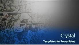  Presentation with weapons - Presentation featuring camping safety - military soldiers aiming with weapons background and a ocean colored foreground