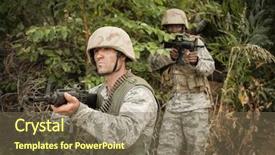  Presentation with safety training - Beautiful PPT layouts featuring camping safety - military soldiers during training exercise backdrop and a  colored foreground