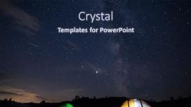  Presentation with night stars - Amazing PPT theme having camping-tent-glows-under backdrop and a navy blue colored foreground