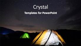 Presentation with night stars - Colorful theme enhanced with camping-tent-glows-under backdrop and a dark gray colored foreground