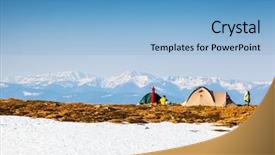  Presentation with toxic work environment - Beautiful slide deck featuring camping tent in a high backdrop and a  colored foreground