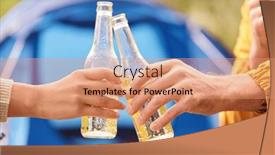  Presentation with tent - Slides with camping-tourism-and-travel-concept background and a coral colored foreground