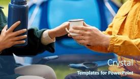  Presentation with tent - Slides enhanced with camping-tourism-and-travel-concept background and a ocean colored foreground