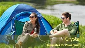  Presentation with cider - Presentation theme having camping travel tourism hike background and a tawny brown colored foreground