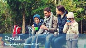  Presentation with family tourism - Slides consisting of camping travel tourism hike background and a ocean colored foreground