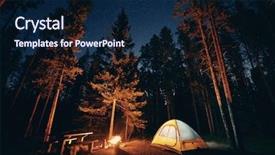  Presentation with camping - Beautiful theme featuring camping under stars with bonfire backdrop and a navy blue colored foreground
