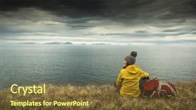  Presentation with elementary school female career day - Amazing slides having camping winter - female backpacker tourist in icleand backdrop and a tawny brown colored foreground