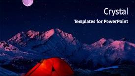  Presentation with red star - Beautiful slide deck featuring camping winter - night bivouac in mountains milion backdrop and a navy blue colored foreground