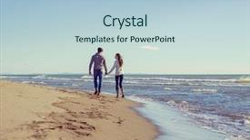  Presentation with fun - Slide set having camping winter - young couple having fun walking background and a light blue colored foreground