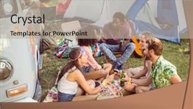  Presentation with music festival - Theme enhanced with campsite at a music festival background and a mint green colored foreground