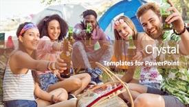  Presentation with campsite - PPT layouts enhanced with campsite at a music festival background and a coral colored foreground