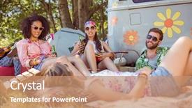  Presentation with festival music - Amazing theme having campsite at a music festival backdrop and a coral colored foreground