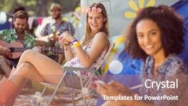  Presentation with festival music - Amazing presentation theme having campsite at a music festival backdrop and a coral colored foreground