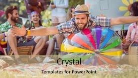  Presentation with music festival - PPT theme enhanced with campsite at a music festival background and a soft green colored foreground