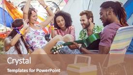  Presentation with campsite - Cool new slide deck with campsite at a music festival backdrop and a coral colored foreground