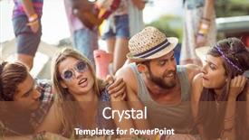  Presentation with campsite - PPT theme enhanced with campsite at a music festival background and a tawny brown colored foreground