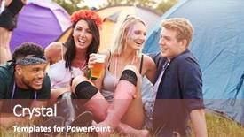  Presentation with campsite - Presentation theme consisting of campsite at a music festival background and a tawny brown colored foreground