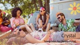  Presentation with old music - Colorful theme enhanced with campsite at a music backdrop and a coral colored foreground