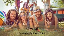  Presentation with free music - Beautiful presentation theme featuring campsite at a music backdrop and a coral colored foreground