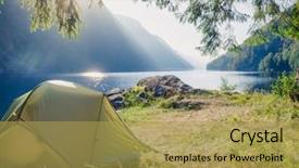  Presentation with campsite - Theme with campsite on a lake shore background and a yellow colored foreground