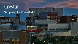  Presentation with university buildings - Amazing PPT layouts having campus of ohio state university backdrop and a ocean colored foreground