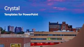  Presentation with university buildings - Colorful slide deck enhanced with campus of ohio state university backdrop and a teal colored foreground