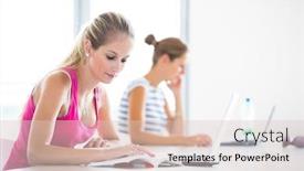  Presentation with college campus - Presentation design consisting of campus - pretty female student with books and laptop working while on a college university campus color toned image shallow dof background and a lemonade colored foreground