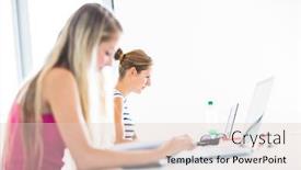  Presentation with college campus - Colorful presentation theme enhanced with campus - pretty female student with books and laptop working while on a college university campus color toned image shallow dof backdrop and a lemonade colored foreground