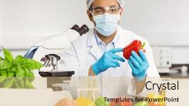  Presentation with university - Cool new PPT layouts with food scientist examining a pepper backdrop and a lemonade colored foreground