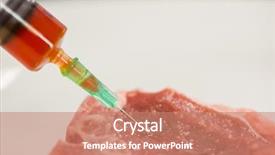  Presentation with meat food - Cool new theme with food scientist injecting raw meat backdrop and a coral colored foreground